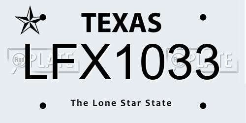 LFX1033 Texas License Plate