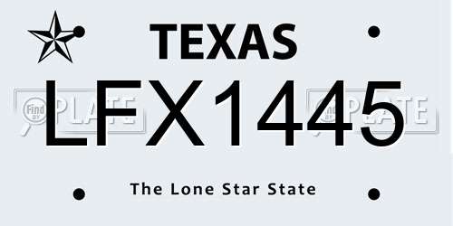 LFX1445 Texas License Plate