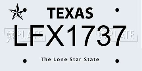 LFX1737 Texas License Plate