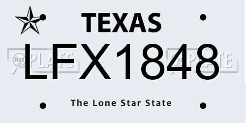 LFX1848 Texas License Plate