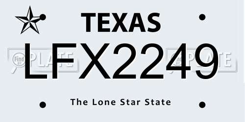 LFX2249 Texas License Plate
