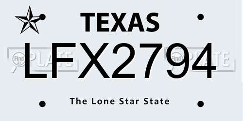 LFX2794 Texas License Plate