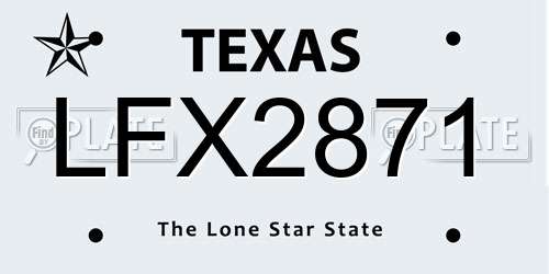 LFX2871 Texas License Plate