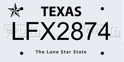 LFX2874 Texas License Plate