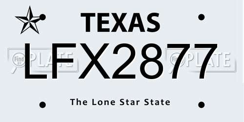 LFX2877 Texas License Plate