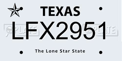 LFX2951 Texas License Plate