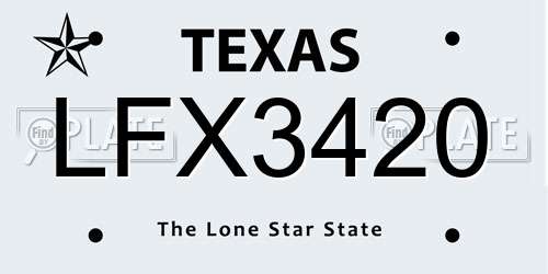 LFX3420 Texas License Plate
