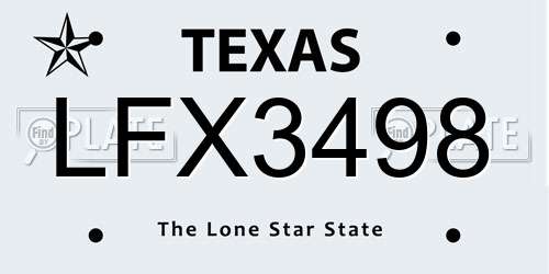 LFX3498 Texas License Plate