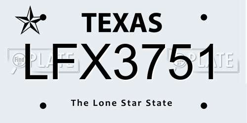 LFX3751 Texas License Plate