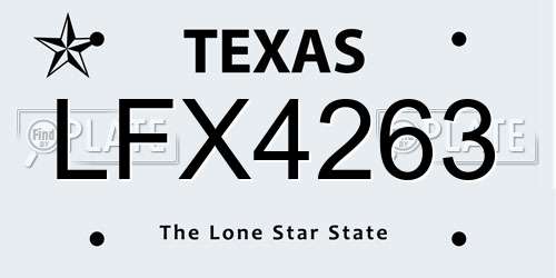 LFX4263 Texas License Plate