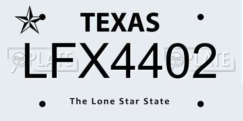 LFX4402 Texas License Plate