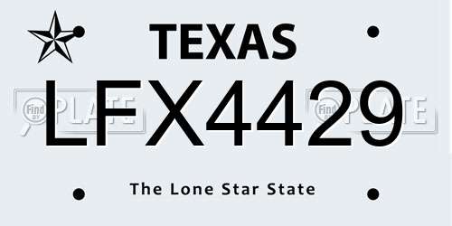LFX4429 Texas License Plate