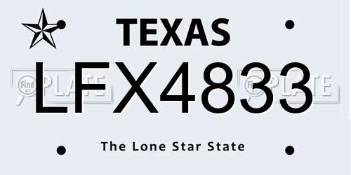 LFX4833 Texas License Plate