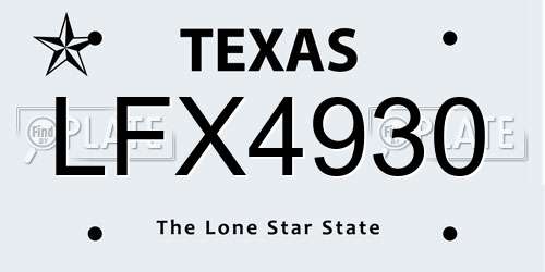 LFX4930 Texas License Plate