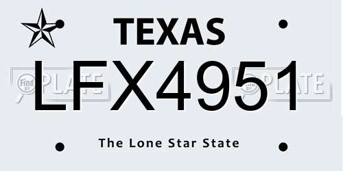 LFX4951 Texas License Plate