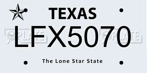 LFX5070 Texas License Plate