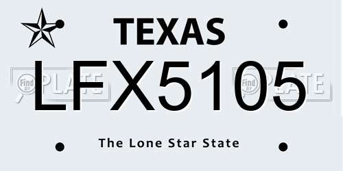 LFX5105 Texas License Plate