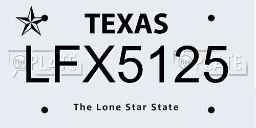 LFX5125 Texas License Plate
