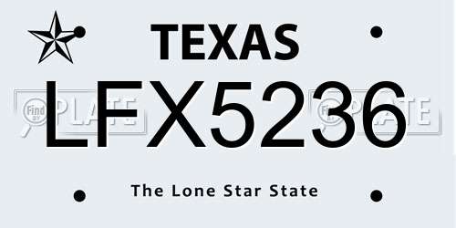 LFX5236 Texas License Plate