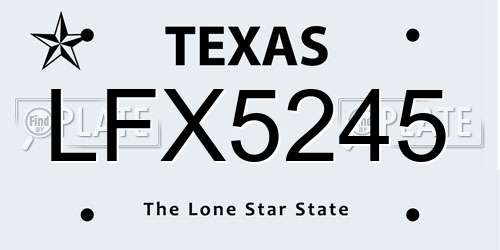 LFX5245 Texas License Plate