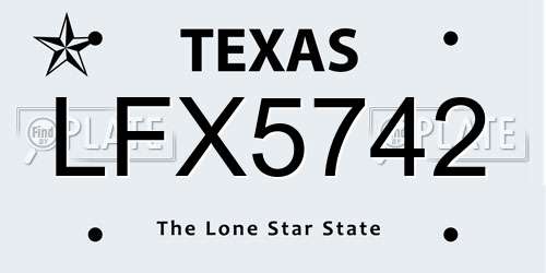 LFX5742 Texas License Plate