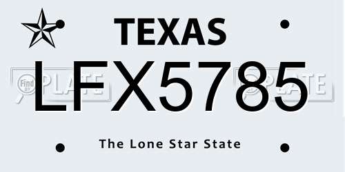 LFX5785 Texas License Plate