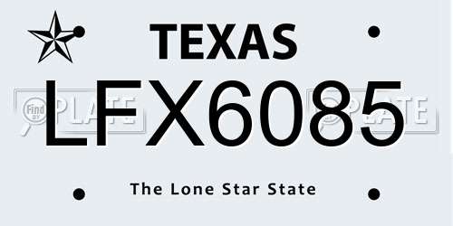 LFX6085 Texas License Plate