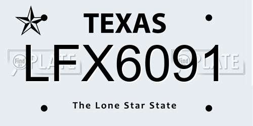 LFX6091 Texas License Plate