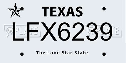 LFX6239 Texas License Plate