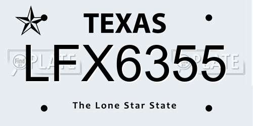 LFX6355 Texas License Plate