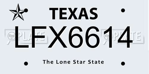 LFX6614 Texas License Plate