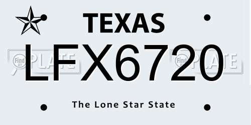 LFX6720 Texas License Plate