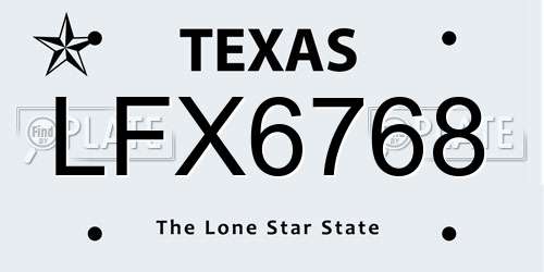 LFX6768 Texas License Plate