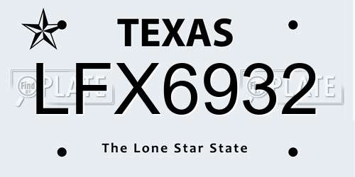 LFX6932 Texas License Plate