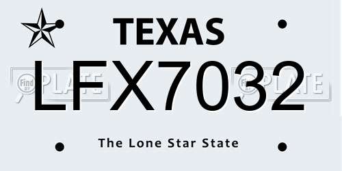 LFX7032 Texas License Plate