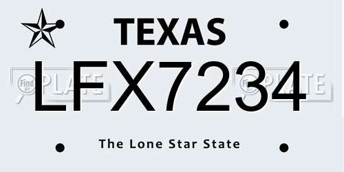 LFX7234 Texas License Plate