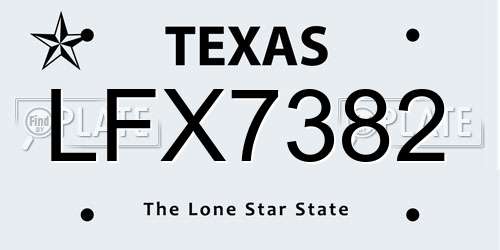 LFX7382 Texas License Plate
