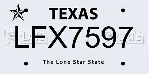 LFX7597 Texas License Plate