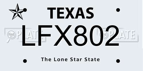 LFX802 Texas License Plate