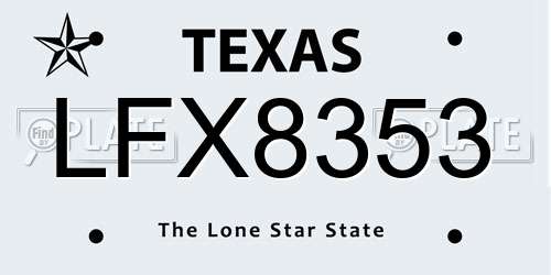 LFX8353 Texas License Plate