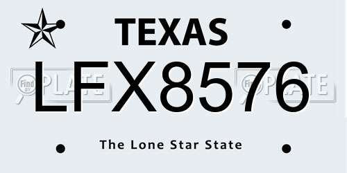 LFX8576 Texas License Plate