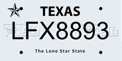LFX8893 Texas License Plate