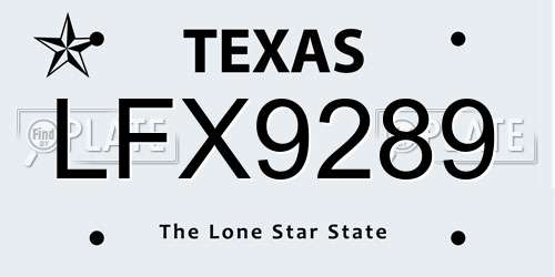 LFX9289 Texas License Plate