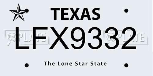 LFX9332 Texas License Plate