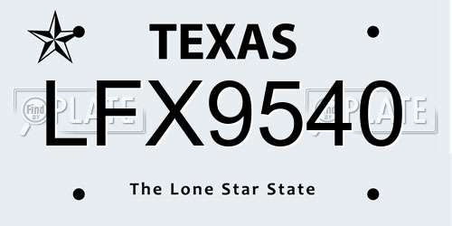 LFX9540 Texas License Plate