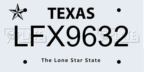 LFX9632 Texas License Plate