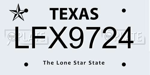 LFX9724 Texas License Plate