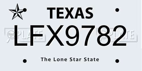LFX9782 Texas License Plate