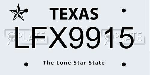 LFX9915 Texas License Plate