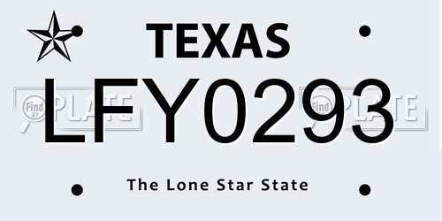 LFY0293 Texas License Plate